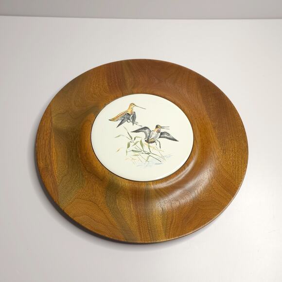 Vintage Ozark Walnutware Birds Trivet Solid Walnut Cheese Board Serving Tray - Picture 1 of 9